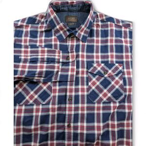 Jachs New York Men’s XL Blue Plaid Button Up Shirt Long Sleeve Pocket